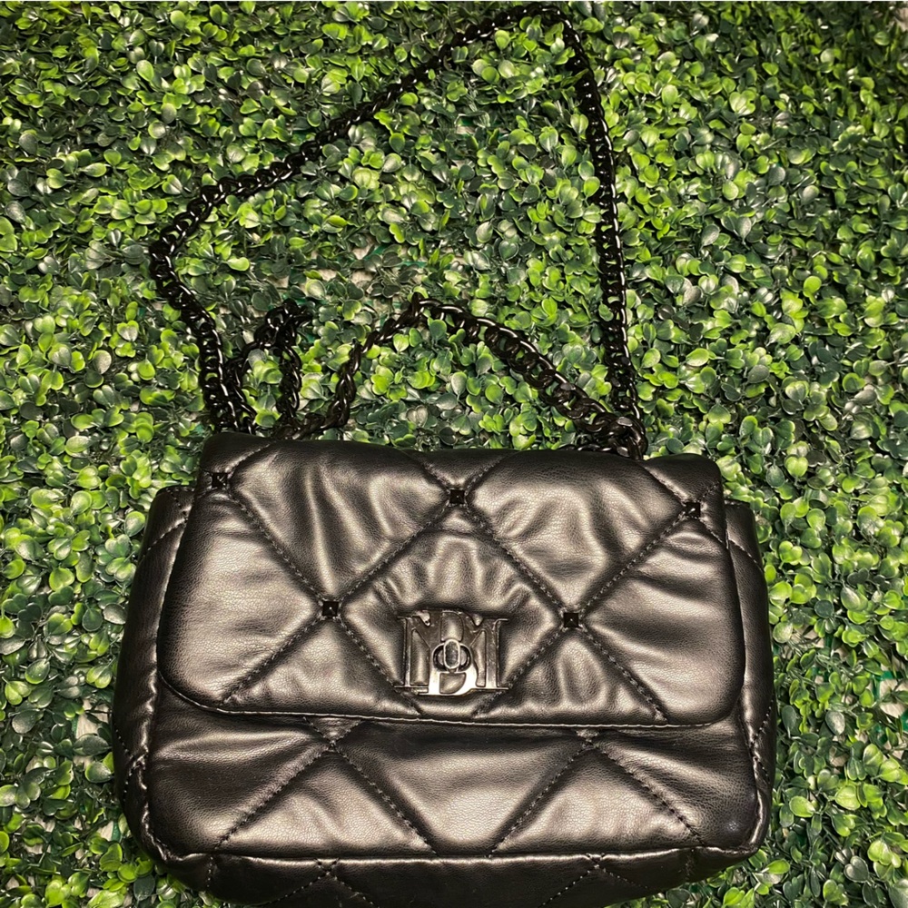 Badgley Mischka Vegan Leather Quilted Stud Shoulder Bag With Chain Strap